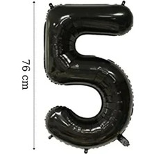 Folyo Balon 5 Rakamı Helyum Balon 76 cm Siyah Renk