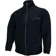 Lifeguard Büyük Beden Siyah Fermuarlı Polar Sweatshirt Uzun Kollu Erkek Cepli Polyester Kumaş
