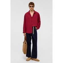 Oversize Uzun Kollu Modal Kumaş Gömlek Bordo