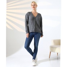 V Yaka Örgü Konfor Triko Hırka