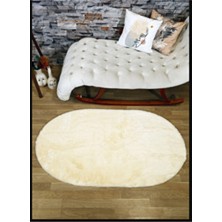 Oval Yumuşak Peluş Post Yıkanabilir Kaymaz Taban Tavşan Tüyü Halı Yolluk En 60 cm