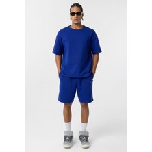 Basic Oversize Şort Takım Saks
