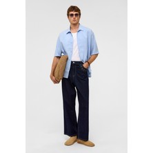 Basic Oversize Kısa Kollu Modal  Gömlek Bebe Mavi