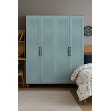 Mavi Dolap 4 Kapaklı| %100 MDF | REHAU Kaplama Kapaklar | Ağaç Ayaklar
