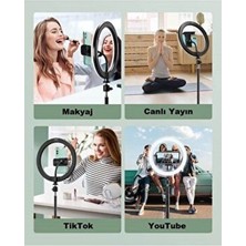 Ring Light 14 Inç Tiktok Youtuber Çekim Tripod Işıklı Telefon Tutucu Makyaj Işığı +2.1 mt Tripod
