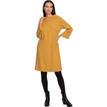 Kadın Degaje Yaka Truvakar Kol Düz Kesim Spor Şık Viskon Elbise