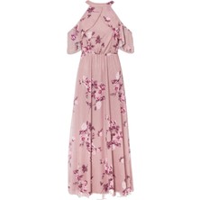 Kadın Tül Detaylı Omzu Açık Şık Rahat Kalıp Büyük Beden Curve Abiye Elbise