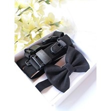 Vitrinmixmini El Emeği Siyah Renkli Erkek Çocuk Papyon ve Pantolon Askı Seti Kutulu Şık Tasarım