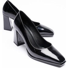 Mubiano Kadın Deri Kalın Topuklu 7.5 cm Platformlu Siyah Seriva