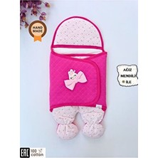 Pembe Kız Bebek Battaniyesi & Dış Kundak - %100 Pamuk Yenidoğan Ayaklı Uyku Tulumu