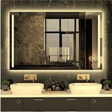 Moderno 90X60 cm Gün Işığı Ledli Kumlamalı Banyo Ofis Kuaför Lavabo Aynası - Trafolu