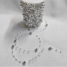 Atmaca Tuhafiye Gümüş Saçaklı Inci Yılbaşı Ağacı Süsü 3 Metre Renkli Gümüş Parti ve Dekorasyon İçin