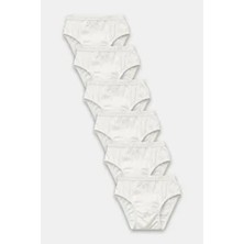 Natuline 6'lı Paket Beyaz Organik Pamuk Penye Külot Erkek Çocuk Rahat Tasarımlı Düz Model