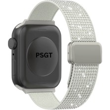 Lüks Sparkle Elmas Manyetik Kayış Apple Watch 1/2/3/4/5/6/se/7/8/9 42-44-45-49MM -S10(46MM) Kumaş Taşlı