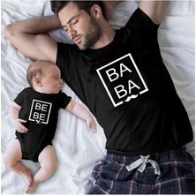 Venüs Dijital Baba Bebe Tasarım Siyah Tshirt Zıbın Kısa Kol %100 Organik Pamuk Trend Tarz Cepsiz