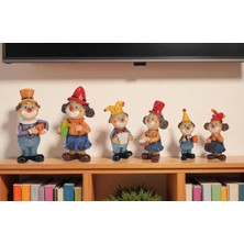 Lüks 6’lı Polyester Palyaço Biblo Seti Dekoratif Obje Ev Ofis Hediyesi Vitrin Konsol Süsü Set