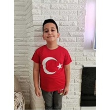 Hakem Triko Türk Bayrağı Baskılı Kırmızı Süprem Tişört Erkek Günlük Stil Kısa Kol Pamuklu