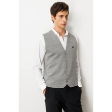 Erkek V Yaka Düz Yün Yelek A.gri