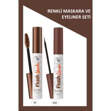 Flash Lash  Çikolata Kahve Maskara ve Flash Liner Makyaj Seti