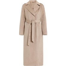 Apolet Detaylı Çıt Çıt Kapamalı Oversize Moher Kaban Kum 3147