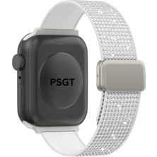 Lüks Sparkle Elmas Manyetik Kayış Apple Watch 1/2/3/4/5/6/se/7/8/9 42-44-45-49MM -S10(46MM) Kumaş Taşlı