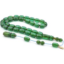 Hakkı Usta Imzalı Kapsül Kesim Mavi Sıkma Kehribar Tesbih