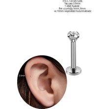 Cerrahi Çelik Pıercıng Dudak /kulak/burun- Taş Çapı 2,5mm -Bar 6mm- 1 Adet