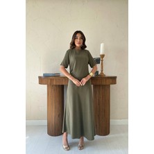 Markano Pileli Bisiklet Yaka Elbise