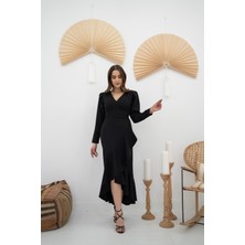 Markano Volanlı Atlas Elbise