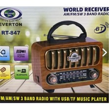 Everton RT-847 Bluetooth -Usb-Tf-Am-Fm-Sw-Tws-Usb Şarj Nostaljik Radyo