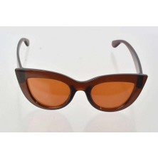 Kahverengi Çerçeve Cat Eye Kadın Güneş Gözlüğü - Moda Gözlük