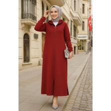 Kapşonlu Bordo Tesettür Kap 72231BR