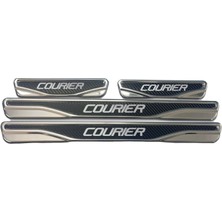 Ford C-Max, Connect, Courier, Fiesta, Focus, Fusion ve Kuga ile Uyumlu Universal Krom/karbon Kapı Eşik Koruması 4- Kapı (4 Prç)