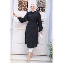 Düğmeli Siyah Tesettür Tunik 32172S