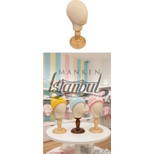 Manken İstanbul Ahşap Standlı Bebek Kafa Mankeni Bebek Şapka Mankeni Bebek Bere Mankeni 06 Ay 12 Ay Için Uygundur