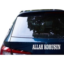 Altınuç Art Design 2 Adet Beyaz Renk 30 x 8 cm Allah Korusun Araç Arka Yazısı Motor Sticker