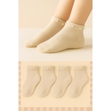 4 Çift Aksesuarlı Dikişsiz Kız Çocuk Patik Çorap