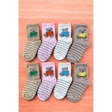 8 Çift Burun Dikişsiz Teddy Bear Desenli Kız Çocuk Soket