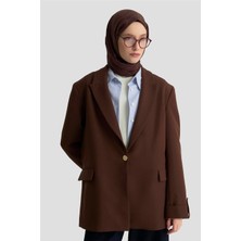 Armine Basic Blazer Ceket 25KD9016 Kahverengi