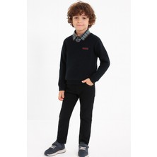 3'lü Set Siyah Triko & Gömlek & Gabardin Pantolon Erkek Çocuk