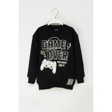 Erkek Çocuk Game Over Baskılı Gamer Sweatshirt Rahat Kesim