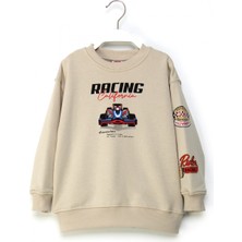 Erkek Çocuk Baskılı Sweatshirt Rahat Kesim Yarış Temalı