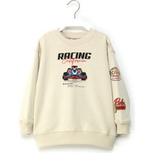 Erkek Çocuk Baskılı Sweatshirt Rahat Kesim Yarış Temalı