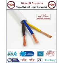 3x2.5 Ttr Elektrik Kablosu - Uzatma Ara Kablo - 10 Metre