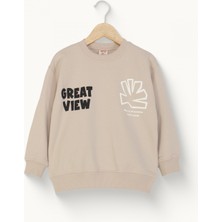 Erkek Çocuk Yazı ve Grafik Baskılı Sweatshirt Pamuklu Rahat Kalıp