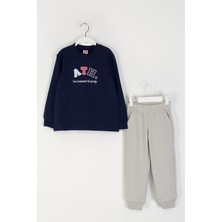 Erkek Çocuk Baskılı Alt-Üst Takım Yumuşak Pamuklu Beli Lastikli Eşofman Takımı