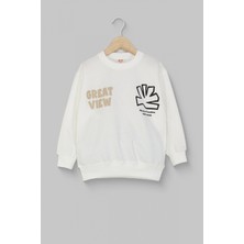 Erkek Çocuk Yazı ve Grafik Baskılı Sweatshirt Pamuklu Rahat Kalıp