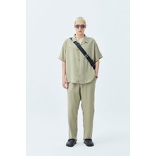 Basıc Oversize Keten Takım Haki