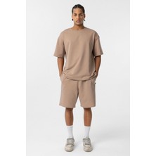 Basic Oversize Şort Takım Vizon