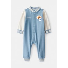 Erkek Bebek Mavi Kapüşonlu Tulum